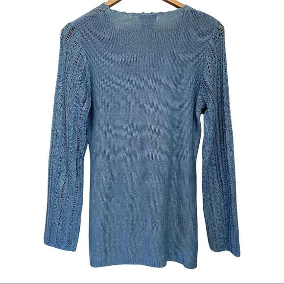 Nomi crochet knit long sleeve soft blue sweater acrylic blend size large VGUC - Picture 7 of 7